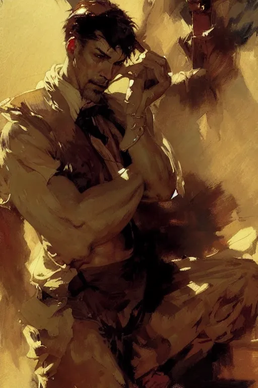 Image similar to attractive man, painting by gaston bussiere, craig mullins, j. c. leyendecker, yoji shinkawa