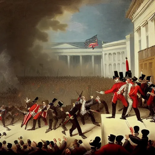 Image similar to painting of capitol riot jan 6th, Gilbert Stuart style