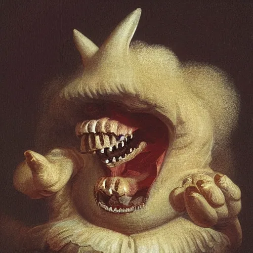 Image similar to wonderful world of anthropomorphic teeth painted by fragonard