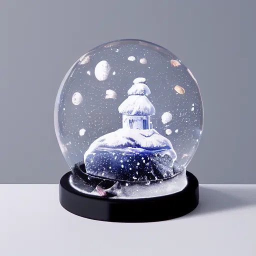 Image similar to Liminal space in outer space, Snowglobe