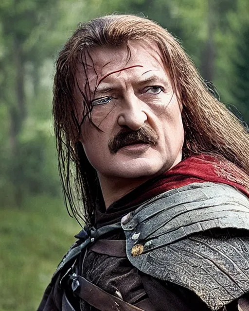 Prompt: Lukashenko in the role of Boromir, film still