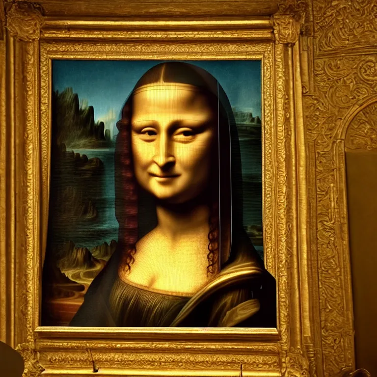 Image similar to a 3 d model of the mona lisa, 3 d render, octane render, studio lighting, cgi, highly detailed, high quality, ray tracing, unreal engine