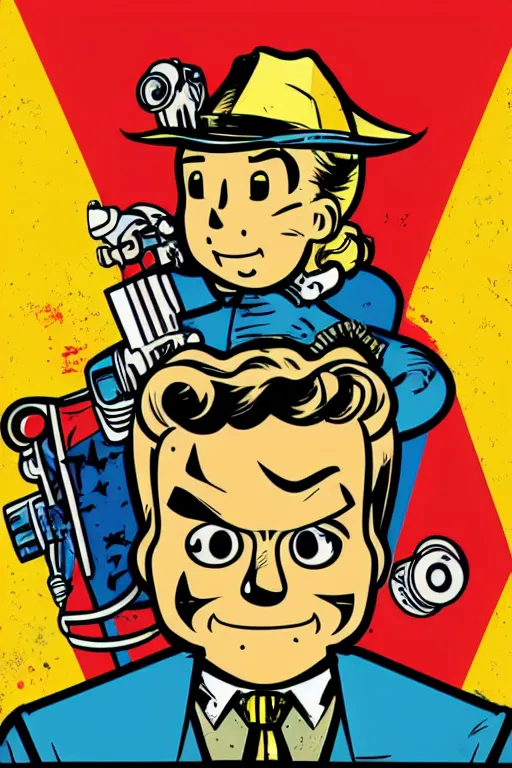 Image similar to fallout 7 6 retro futurist illustration art by butcher billy, sticker, colorful, illustration, highly detailed, simple, smooth and clean vector curves, no jagged lines, vector art, smooth andy warhol style