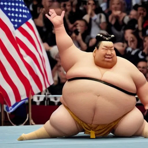 Image similar to Donald Trump as a sumo wrestler