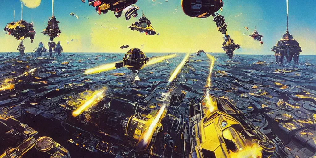 Prompt: a beautiful painting by CHRIS FOSS. Science fiction.