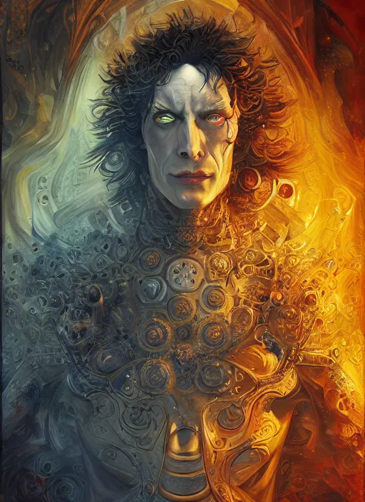 Prompt: high intricate painting of the sandman, fractal, full shot, neil gaiman, maria panfilova, andrea savchenko, mike kime, ludovic plouffe, qi sheng luo, oliver cook, julian calle, eddie mendoza, trending on artstation