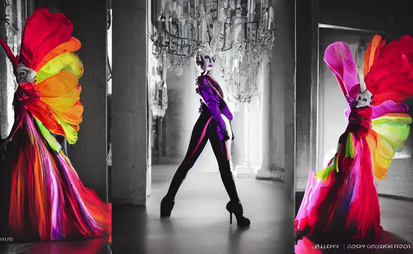 Prompt: IMG_975.raw, lady gaga ,beautiful composition, alexander mcqueen, colourful , 50mm f1.8, ambient light,