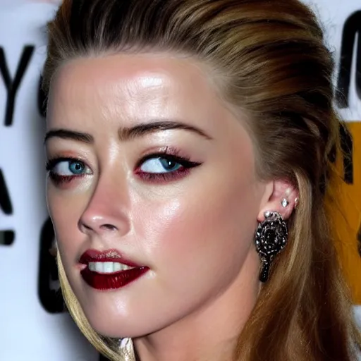 Image similar to a [ gourd ] carved shaped to look like ( amber heard ) face hybrid intercross