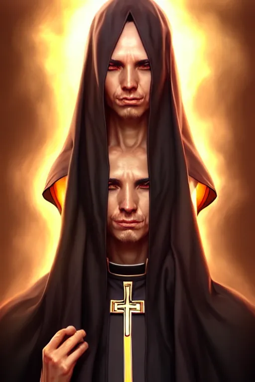 Prompt: Priest portrait by Artgerm and WLOP