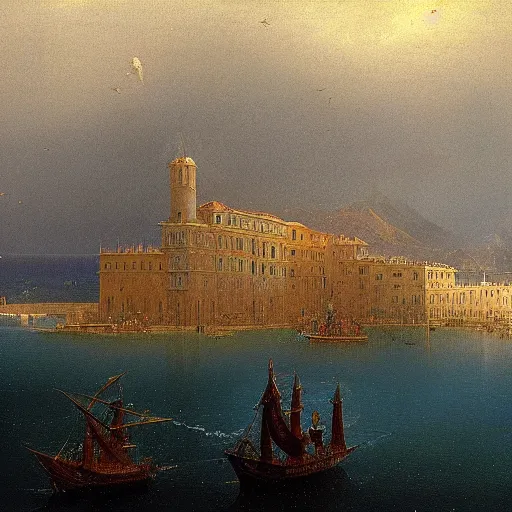 Image similar to A detailed matte painting of Genoa in the 15th century, trending on artstation by Ivan Aivazovsky