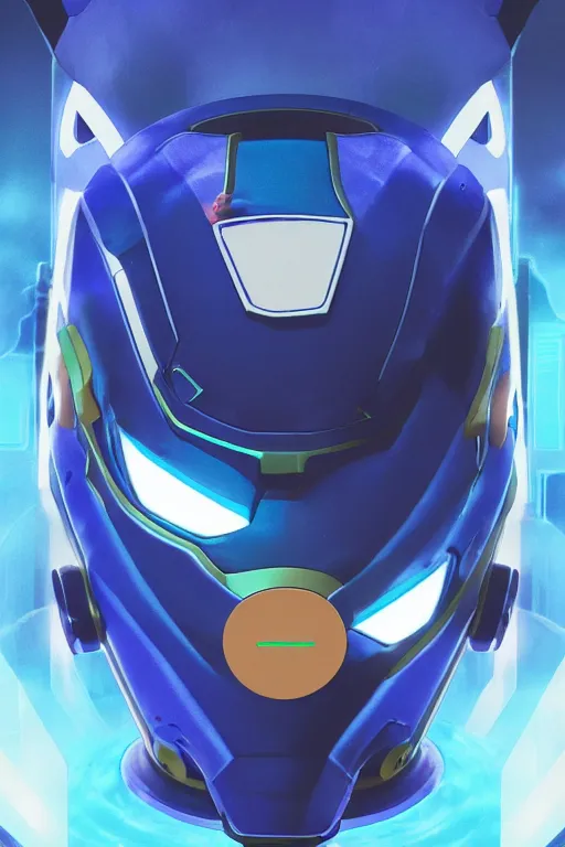 Prompt: robot ninja mask helmet megaman x zero rockman 2 0 2 2 switch game boss legacy collection fanart artsation hyper realistic, octane render clouds, neon colors, bright lights, avatar movie style blue color, 3 2 k image, avatar movie with what if marvel style animation, xel - shaded animation style