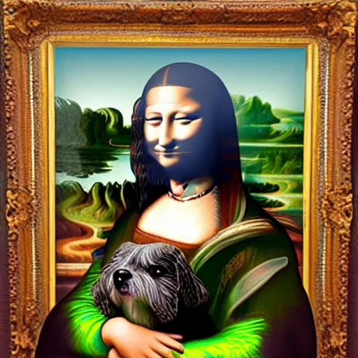 Image similar to dog as the monalisa