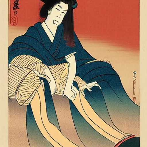 Image similar to Kaitlyn Michelle Siragusa, better known as Amouranth, full body portrait, by Katsushika Hokusai, Ukiyo-e style