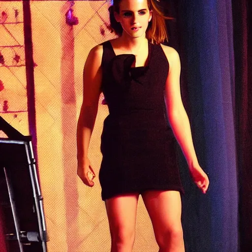 Image similar to emma watson, magic city nightclub, on stage, award winning,