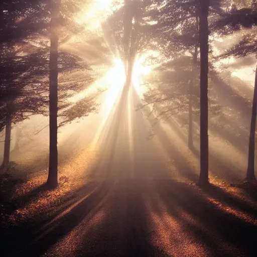 Prompt: Sunlight coming through the haze.. Midjourney dreaming.