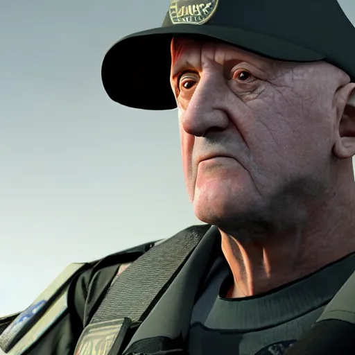 Image similar to Mike Ehrmantraut in Rainbox six siege, 4k, highly detailed