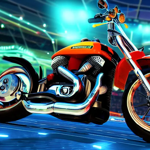 Image similar to a harley davidson on rocket league, high resolution