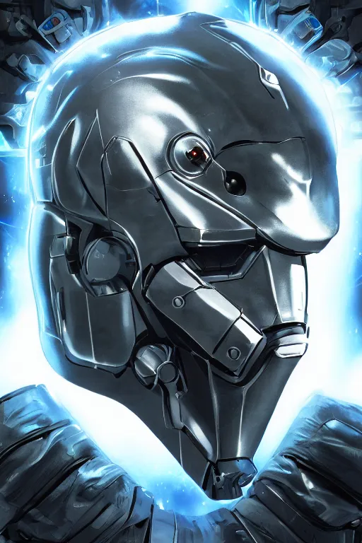 Image similar to cyber cyborg ninja mask helmet metal gear solid artic suit swat commando, global illumination ray tracing hdr fanart arstation by sung choi and eric pfeiffer and gabriel garza and casper konefal, a spectacular view cinematic rays of sunlight comic book illustration, by john kirby