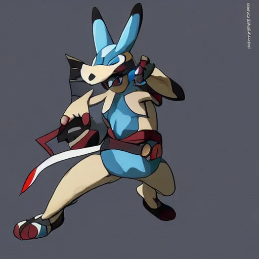 Image similar to Lucario from Pokemon, made by Yoji Shinkawa