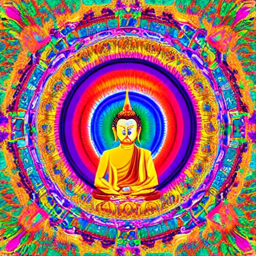 Image similar to A beautiful Buddhist Mandala, hyper-detailed, rainbow color scheme :: Mystical, astral, concept art