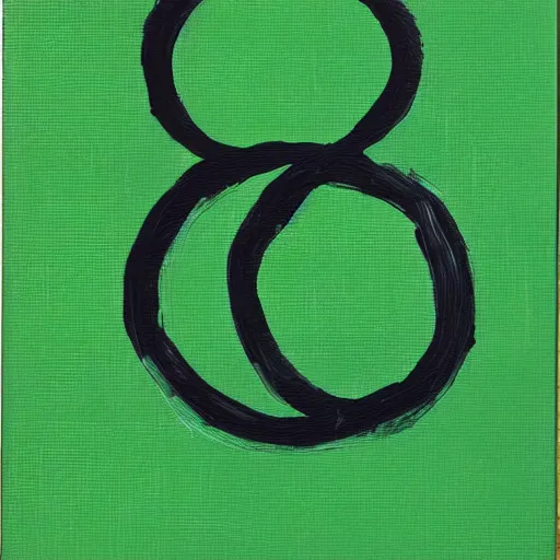 Prompt: a green ring on black canvas, done with one sweep, very wide brush stroke