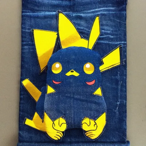 Image similar to a denim Pikachu