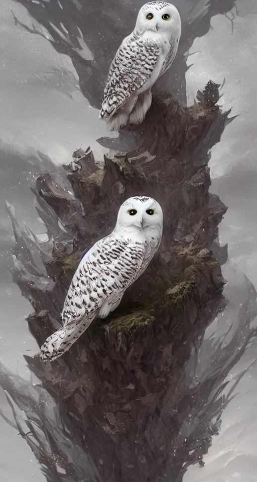 Image similar to painting of beautiful snowy owl, fantasy, hyperdetailed, intricate, by charlie bowater, 8k, octane render, trending on artstation