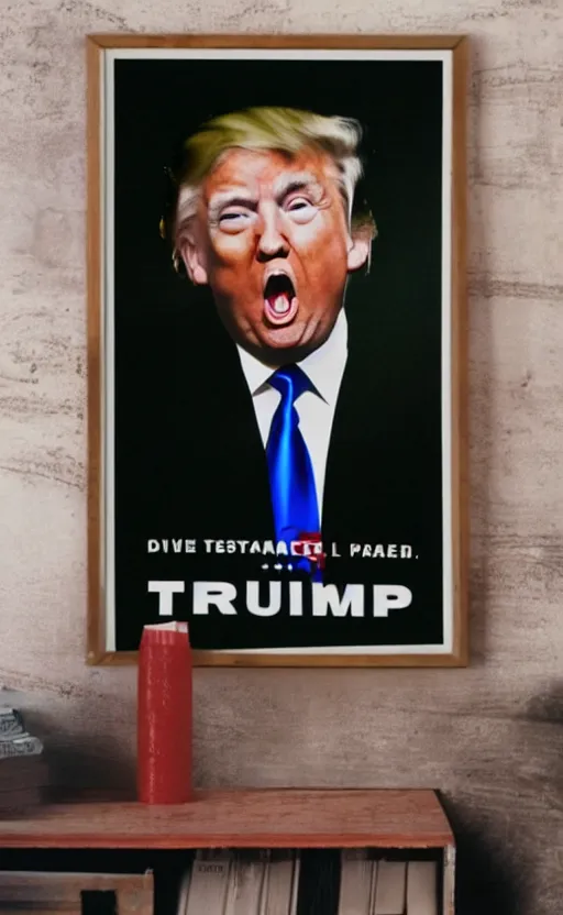 Prompt: poster of donald trump sticking his tongue out like the iconic einstein photo