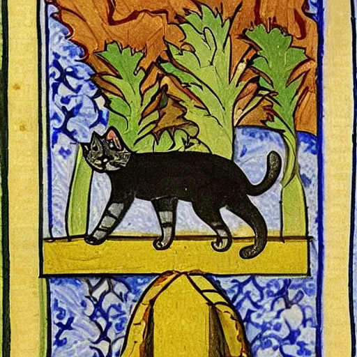 Image similar to a cat illustration from an illuminated manuscript
