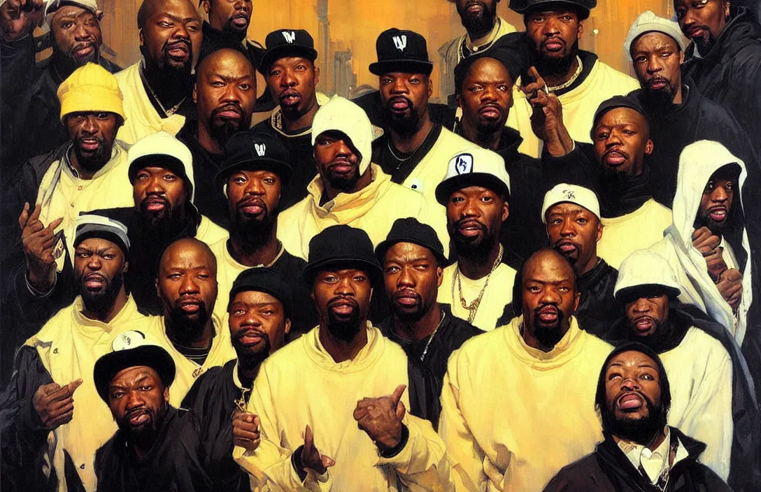 Prompt: portrait of wu - tang clan!!!!!!!!!!!!!!!!!!!!!!!!!!!, detailed face, detailed painting,, epic lighting, by ilya repin, phil hale and kent williams