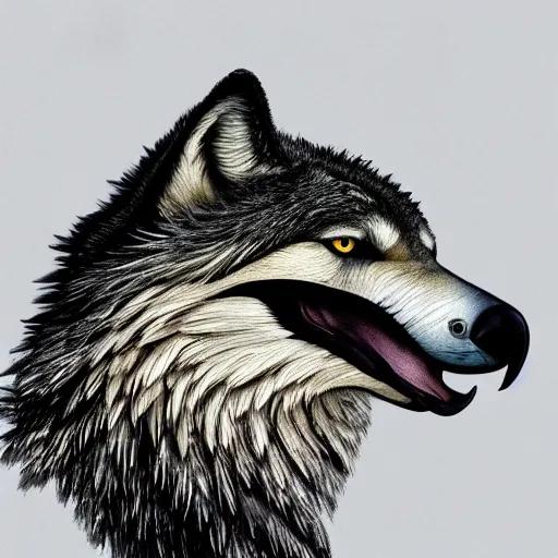 Image similar to a wolf eagle!! hybrid, bold natural colors, masterpiece, trending on artstation, photograph