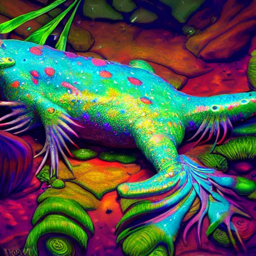 Prompt: Photorealistic magic dmt axolotl. Hyperdetailed photorealism, 108 megapixels, amazing depth, glowing rich colors, powerful imagery, psychedelic Overtones, 3D finalrender, 3d shading, cinematic lighting, artstation concept art