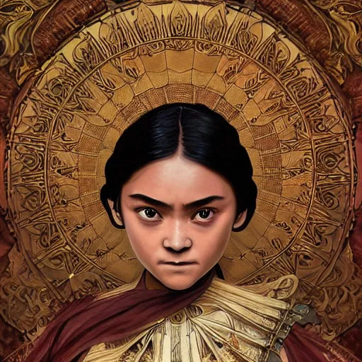 Image similar to ancient javanese arya stark, highly detailed, digital painting, artstation, concept art, smooth, sharp focus, illustration, ArtStation, art by artgerm and greg rutkowski and alphonse mucha and J. C. Leyendecker and Edmund Blair Leighton and Katsuhiro Otomo and Geof Darrow and Phil hale and Ashley wood and Ilya repin and Charlie Bowater