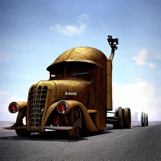 Image similar to semitruck ratrod, cgsociety