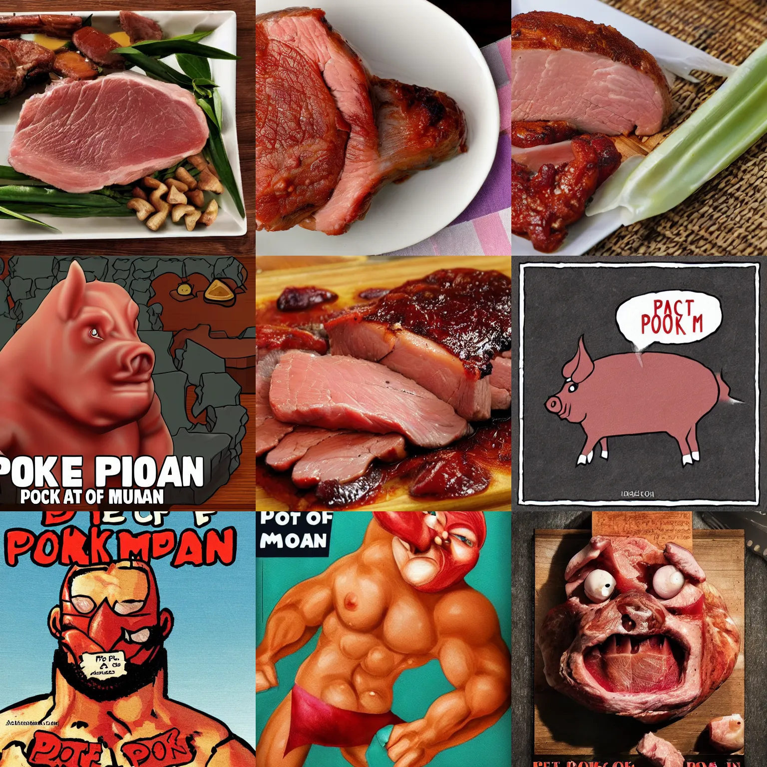 Prompt: piece of pork-man