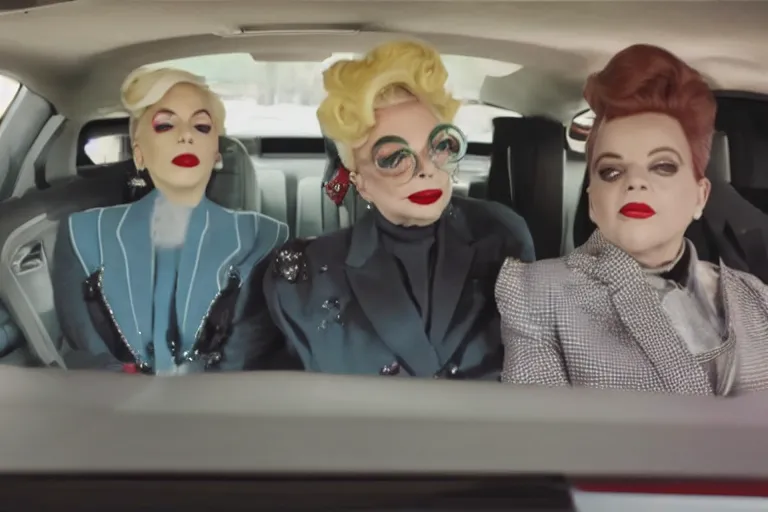 Image similar to lady gaga and judy garland in carpool karaoke, lady gaga, judy garland, red weapon 8 k s 3 5, cooke anamorphic / i lenses, highly detailed, cinematic lighting