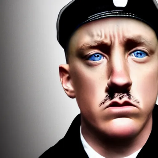 Image similar to award-winning photograph of Eminem as Adolf Hitler, highly detailed, ultra realistic, 8k, cinematic