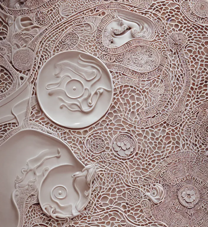 Image similar to Sting from the Police, A Close up photo-real delicate ceramic porcelain sculpture of a symmetrical ornate detailed in front of an intricate background by Victo Ngai and takato yamamoto, micro detail, backlit lighting, face in focus, subsurface scattering, translucent, thin porcelain, octane renderer, colorful, physically based rendering, japanese pottery, trending on cgsociety