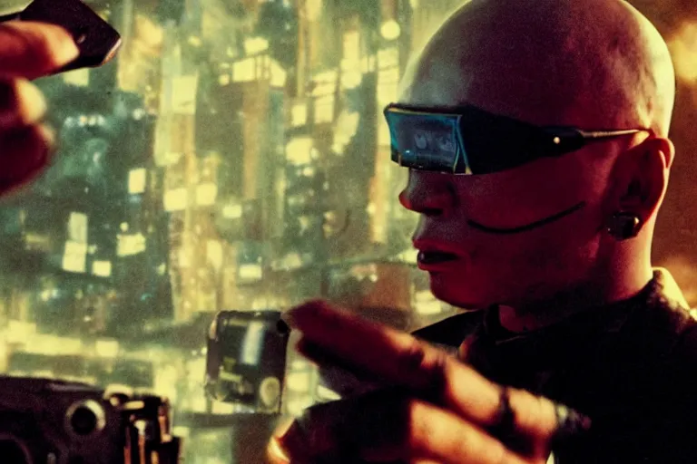 Image similar to cyborg - pitbull taking a selfie, in hell, in 1 9 6 5, y 2 k cybercore, industrial low - light photography, still from a kiyoshi kurosawa movie