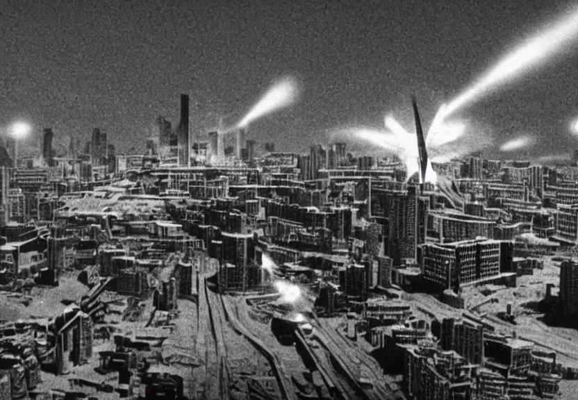 Prompt: Pulgasari the North Korean starfish monster destroying Pyongyang city, volumetric lighting, filmstill, produced by Kim Jong-il, Kodachrome, kaiju-eiga, monster movie, communist propaganda, film noir, 35mm film grain, Cooke Varotal 20-100mm T3.1, in the style of Ishirō Honda and Orson Welles