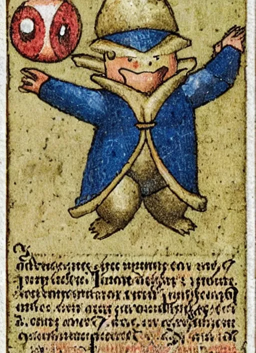 Image similar to a pokemon card from the 1 4 0 0 s