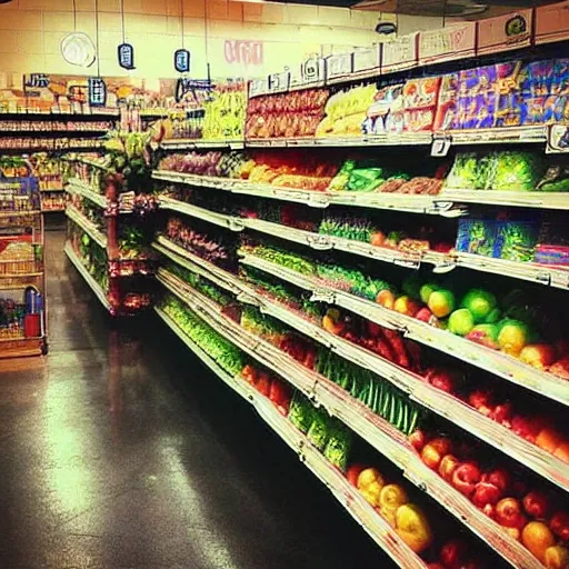 Prompt: “inside a grocery store at night panting”