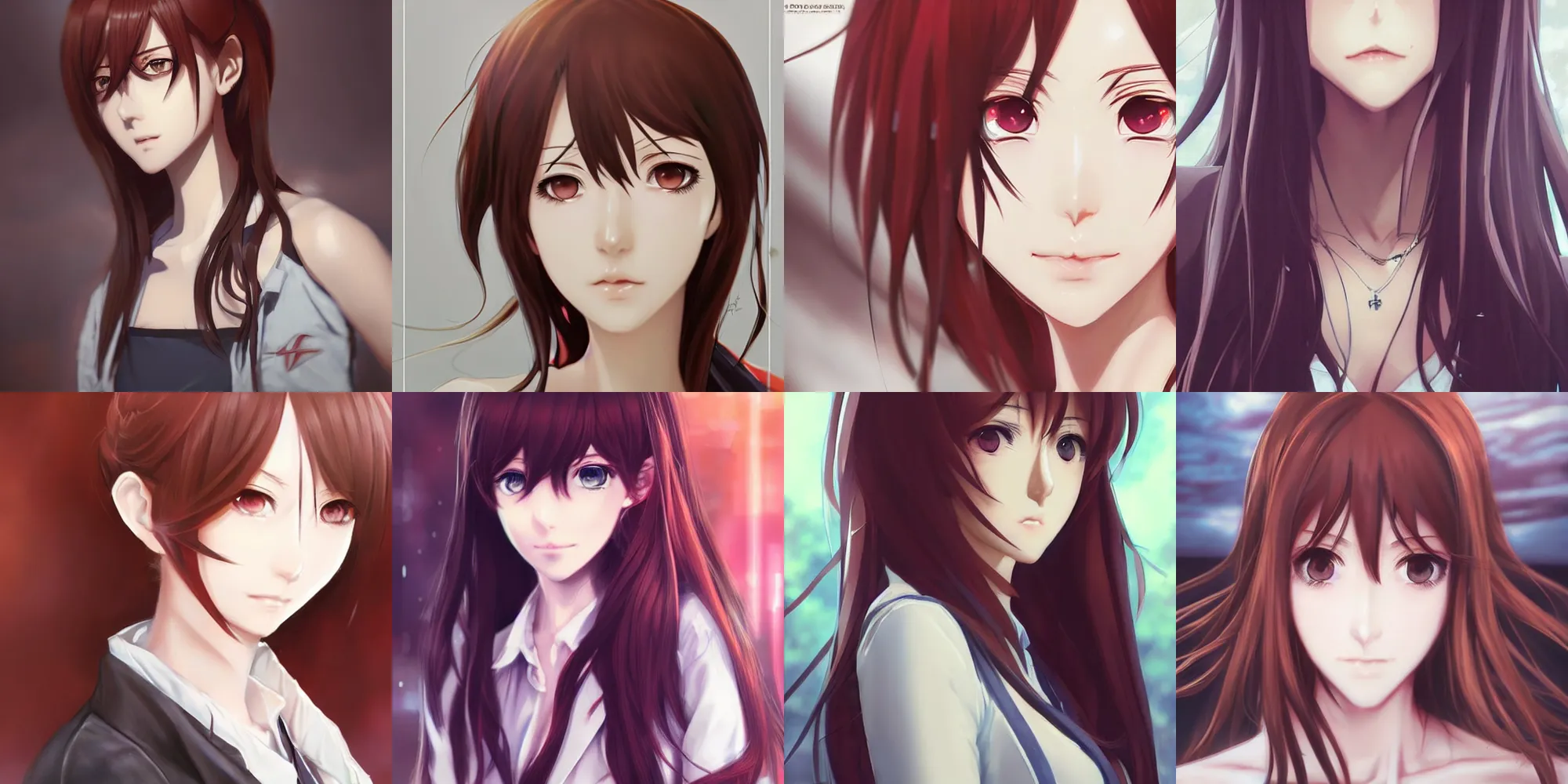 Image similar to detailed anime portrait art of kurisu makise, art by ross tran ilya kuvshinov krenz cushart, detailed, intricate