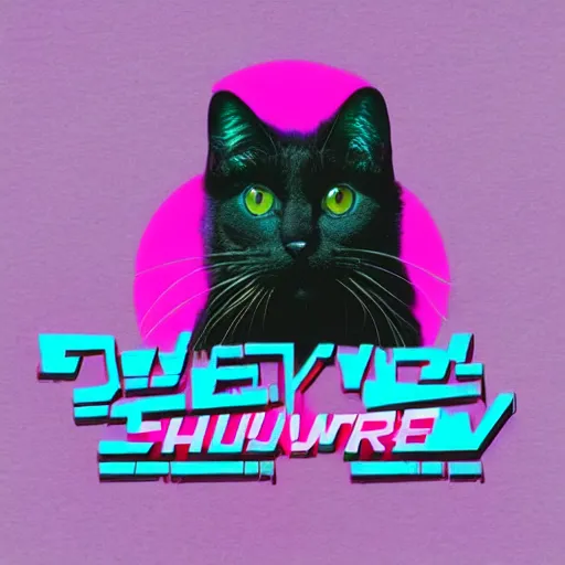 Image similar to synthwave cat