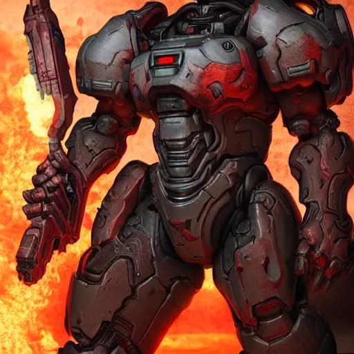 Image similar to doom slayer from doom eternal, photography