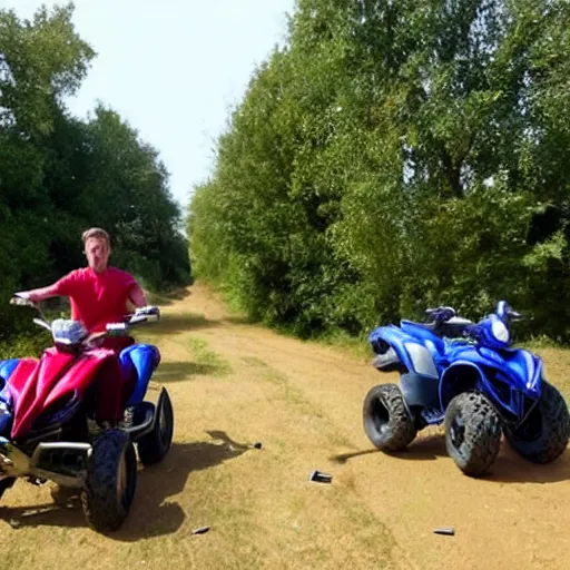 Image similar to a guy having an accident while quad biking