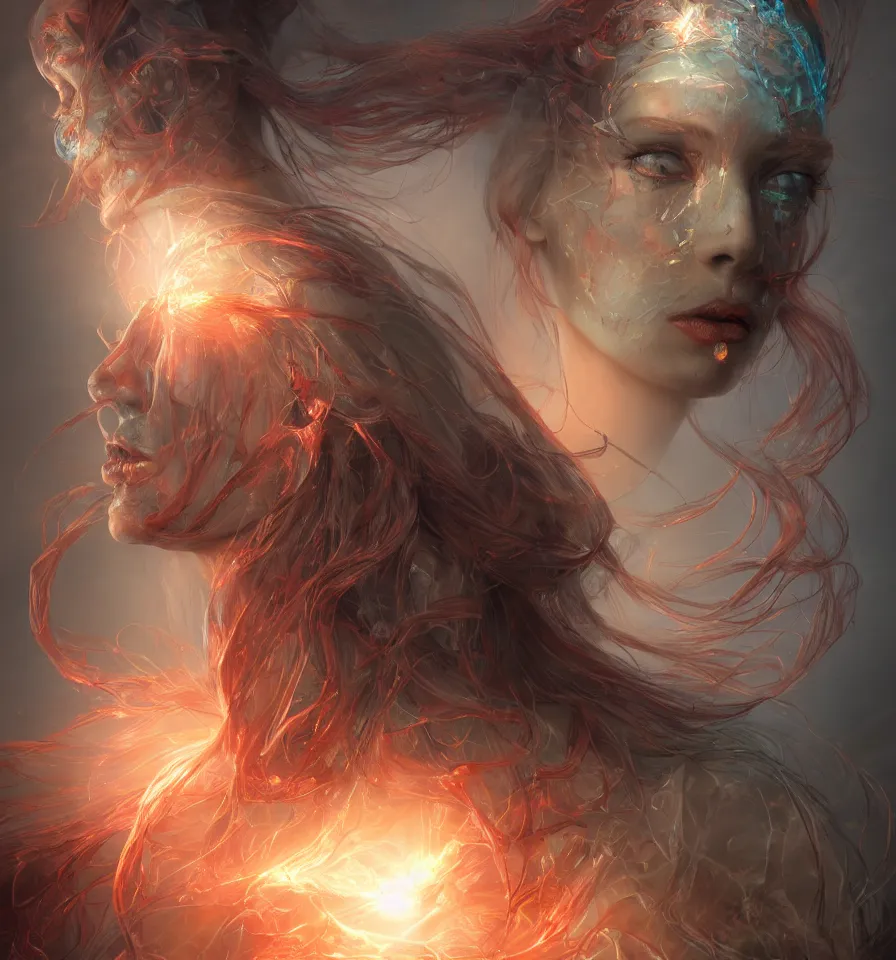 Prompt: a frontal face portrait of transparent and beautiful elegant elemental entity made of blood + dissolving in to light + backlit + incredible lighting+ strong rim light + highly detailed + god rays + digital painting + HDRI, by Alvaro Castagnet, Peter Mohrbacher and Dan Mumford, vivid colors, high contrast, 8k resolution, intricate, photorealistic, smooth