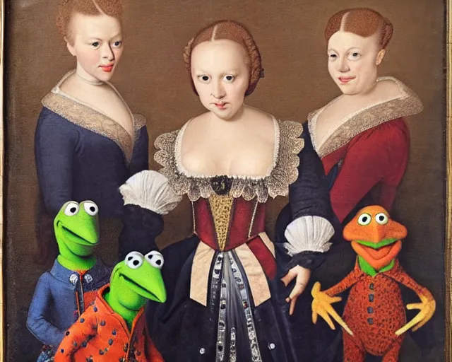 Image similar to a 1 6 0 0 s portrait of the muppets