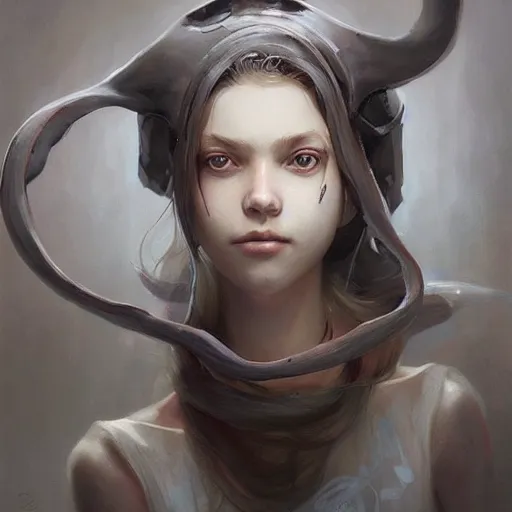 Image similar to squid games a mouth a bit open, two eyes half closed and half a smile on her soul makes a beautiful portrait on the wall. by artgerm, alina ivanchenko, ruan jia and mandy jurgens