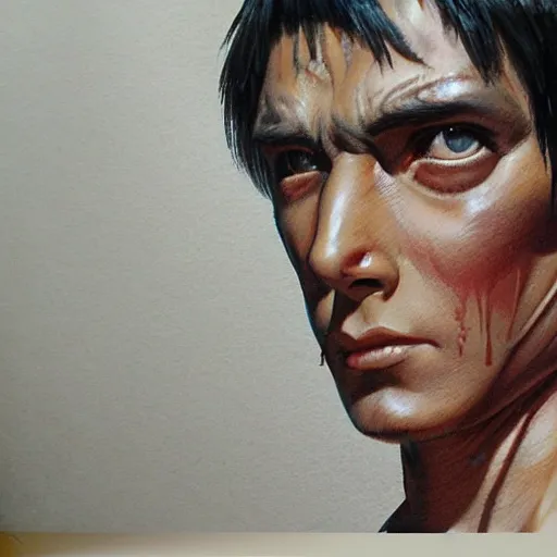 Image similar to detailed details photorealistic kawachi tesshou from the front of armament in the style of bob peak and alex ross, gouache and wash paints color, detailed details facial and body and human and environments and proportionate, detailed 5 k details.